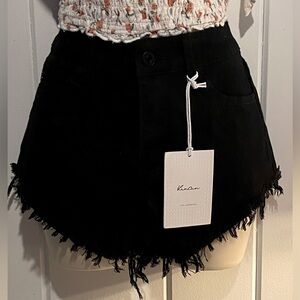 SALE 2/$20! NWT Kancan black jeans shorts, frayed hem, high waist,size 5/26”w